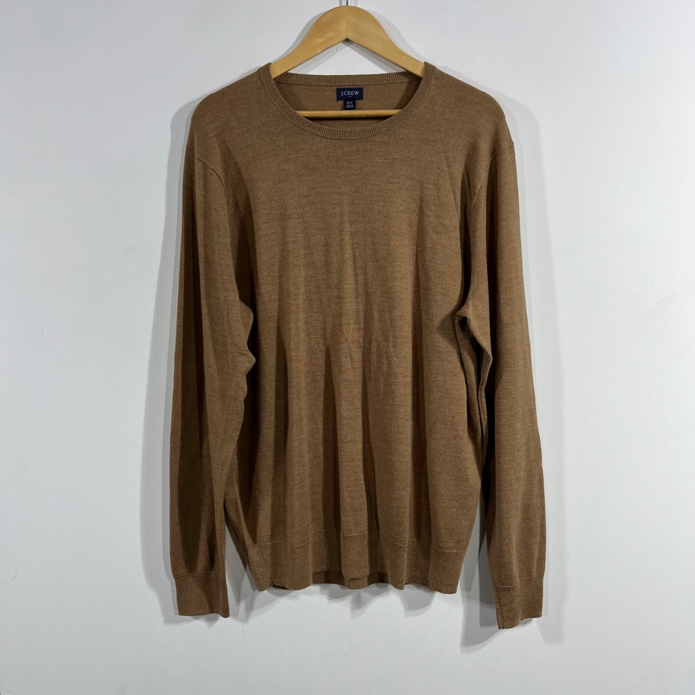 J.Crew Parisian Quiet Luxury Merino Wool Knit Crewneck Sweater Brown XLT Tall